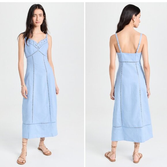 NWT Madewell Sweetheart Midi Dress in Linen-Cotton Blend - Picture 1 of 9